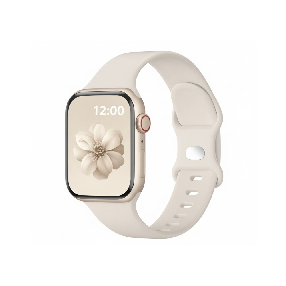 Apple iWatch Compatible Series 9-1 Sporty Chalk Silicone Watch Band 38/40/41mm